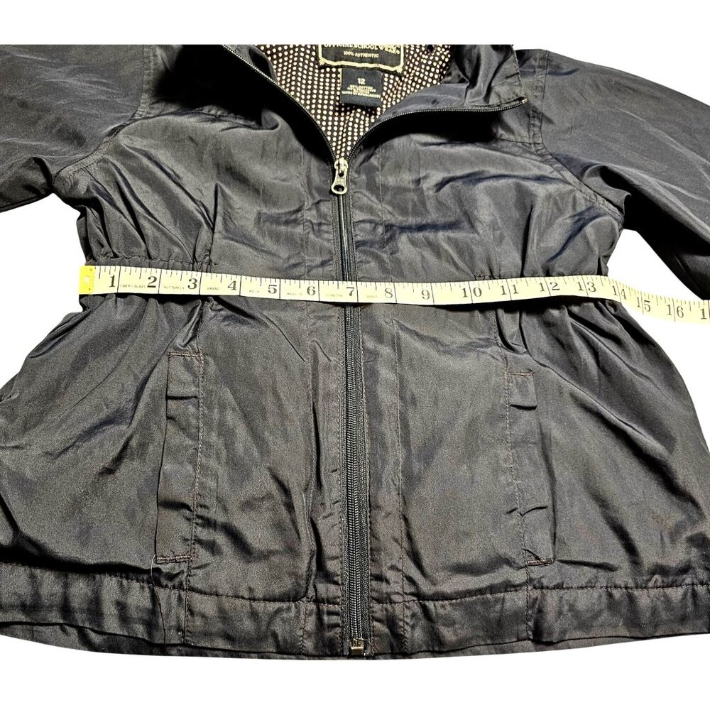 French Toast Girls Black Hooded Jacket Size 12 Polka Dot Lining Cotton/Polyester - Picture 8 of 10